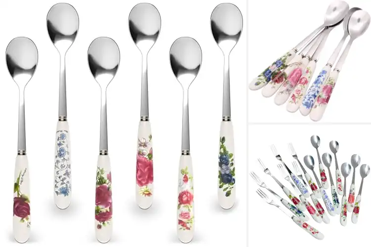 Detailed view of Best Ceramic Handle Dessert Spoons