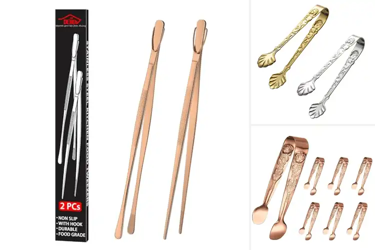 Detailed view of Best Rose Handle Stainless Steel Tongs